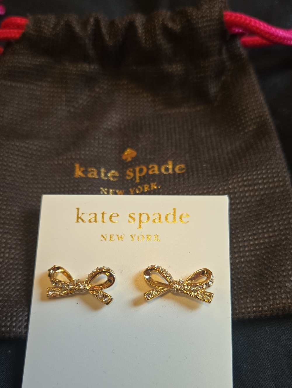 Kate Spade Gold Bow Crystal Stud Earrings